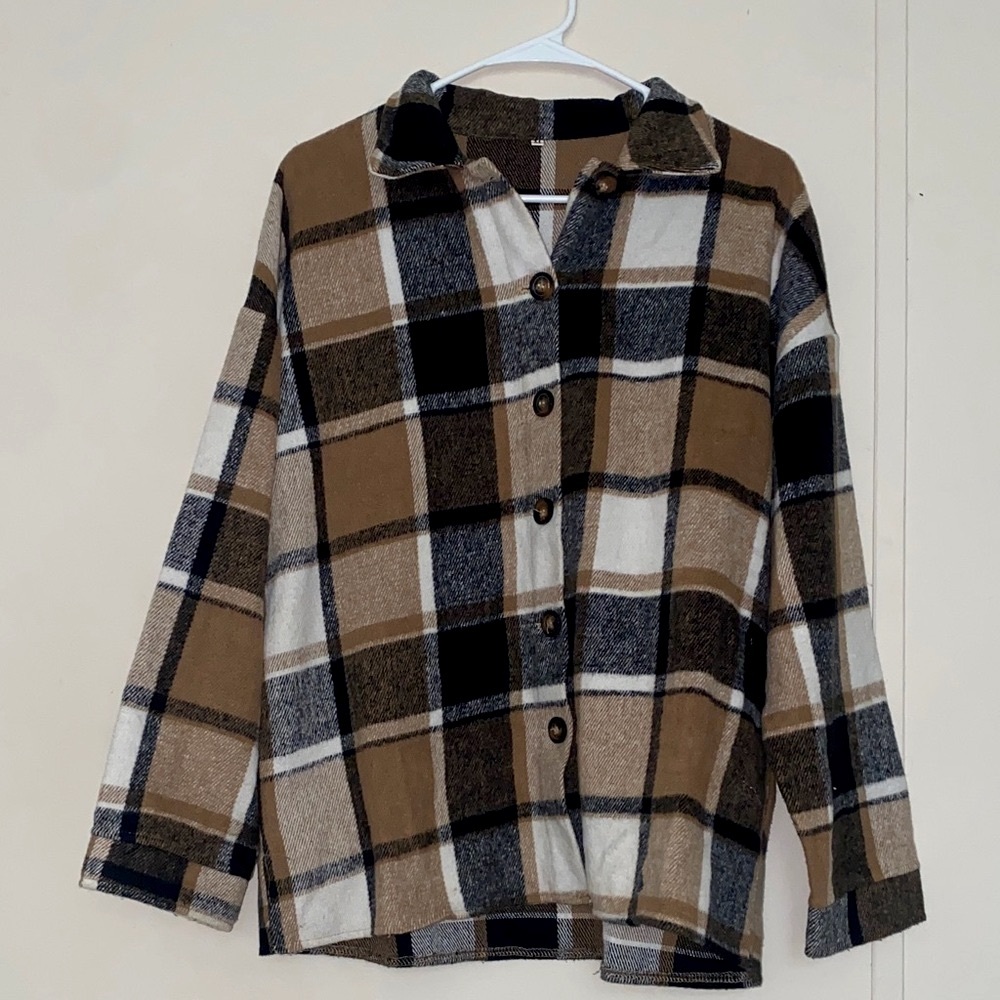Plaid Button-Up Jacket